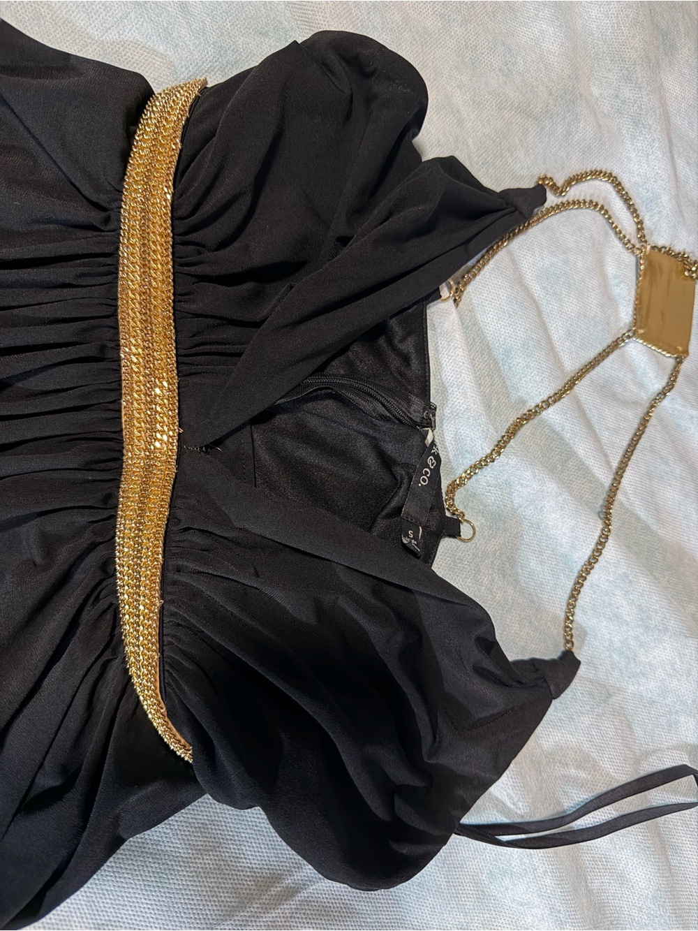 Ark & Co Black Dress with Gold Chain Waist Detail